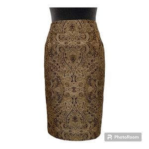 Beautiful Gold And Brown Pencil Skirt by Dressbarn. SZ14